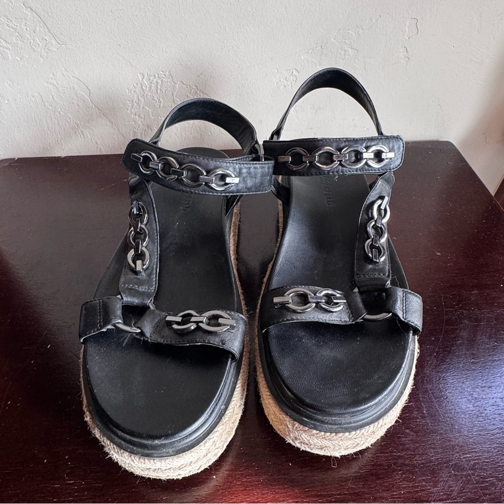 Karl Lagerfeld Paris Palma Platform Sandals with Chain Accents Espadrilles